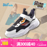 361°童鞋男女童网面透气春秋新款运动鞋革面款中大童魔术贴跑步鞋 深蓝色/361度白/奇幻紫【密网】 37
