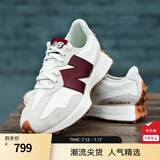 NEW BALANCE NB327官方休闲鞋女鞋夏季复古增高鞋潮流百搭低帮轻便软底运动鞋 灰色/米白/酒红 WS327KA 36 (脚长22.5cm)