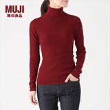 无印良品 MUJI 女式  罗纹高领毛衣 W9AA870 长袖针织衫 红色 S