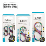 奈爱美国NITEIZE带锁8字扣C型金属户外钥匙扣快挂登山扣包调节扣创意 彩钛色【半号+2号+3号带锁】4只装