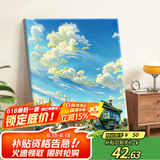 好久不见数字油画diy手绘涂鸦丙烯油彩画夏天绿色风景画画填色手工装饰画