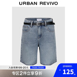 UR2025夏季新款女装复古猫须水洗腰带牛仔短裤UYY850082
