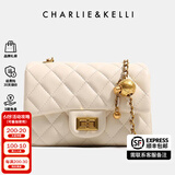 CHARLIE&KELLI CK品牌包包女包2025新款520情人节礼物链条菱格包小香风单肩斜挎 白色鎏金无logo（红色内里）