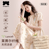 阪织屋（Bandgewoo）2025年新款女士睡衣女夏季莱赛尔冰丝休闲时尚宽松套睡裙家居服