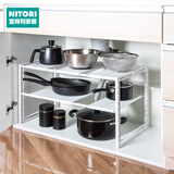 NITORI宜得利家居 家用餐具置物架水槽下方可伸缩收纳架置物收纳架 白色2（宽约40CM）