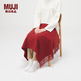 无印良品（MUJI） 羊毛编织 能护膝的大号披肩 围巾围脖冬季保暖 红色 60×180cm