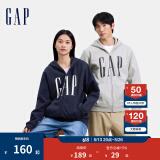 Gap男女装印花字母logo抓绒连帽卫衣休闲660128外套 灰色 170/92A(M) 亚洲尺码