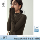 范思蓝恩范思蓝恩204303半高领打底衫女秋冬百搭修身针织上衣紧身内搭毛衣 深咖色  XL