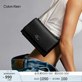 Calvin Klein【毕业礼物】小众单肩包荔枝纹包包链条翻盖CK女包斜挎包DH2806 UB1-太空黑 OS