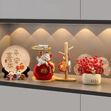 赟娅福袋招财猫钥匙收纳玄关摆件入户门口家居客厅桌面装饰品乔迁礼物 福袋招财猫置物架四件套A