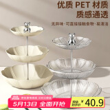 拜杰【3层】轻奢水果盘客厅茶几零食盘糖果盘干果点心架甜品台托盘