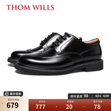 THOM WILLS【明星同款】德比鞋英伦风男士商务正装皮鞋舒适透气真皮男鞋夏季 黑色小牛D1611 38 /6码