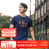 AKSERIESAK男装复古AK字母经典晕染印花亲肤舒适圆领休闲短袖T恤男1700083 藏蓝色 M