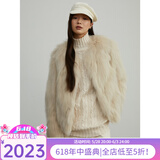 付智恩芦苇花 芬兰进口狐狸毛典雅轻盈年轻感圆领皮草外套女 米杏色 M