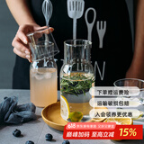 舍里 日式玻璃一壶一杯套装果汁饮料杯茶壶水杯茶杯牛奶杯早餐杯 大号