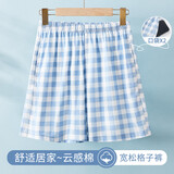 南极人女士睡裤女棉春夏格子短裤可外穿宽松休闲女士家居裤格子