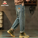 大嘴猴（paul frank）牛仔裤男士秋冬季美式宽松裤子男裤阔腿休闲裤男 青古蓝 32