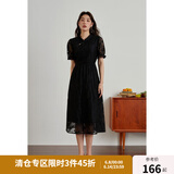 独束大码女装【爱的圆舞曲】系列新中式绣花旗袍连衣裙微胖mm夏季 静谧黑-长款 L