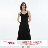伊芙丽（eifini）伊芙丽分割显瘦高级感气质百搭吊带裙2024秋装新款简约茶歇裙子 黑色 M 106-118斤