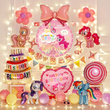 倍欢喜 生日场景布置套餐儿童装饰品男孩女孩派对库洛米小马宝莉背景墙 小马宝莉-生日套餐-海报款