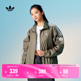 adidas情侣款复古风梭织立领夹克外套男女阿迪达斯官方三叶草 岩层橄榄绿 L