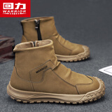回力男鞋马丁靴男秋冬新款复古耐磨登山鞋防滑工装靴645 棕色 40