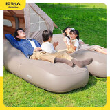 原始人充气沙发户外气垫床懒人空气便携式自动家用躺椅露营用品地 米灰