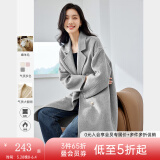梵希蔓含绵羊毛西装式呢大衣女秋冬高级感双排扣长款过膝毛呢外套 50690 灰色 M