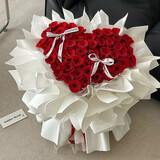 莱一刻鲜花礼盒速递玫瑰花束表白送女友生日礼物全国同城配送 52朵红玫瑰心形花束