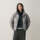 太平鸟女装羽绒服泡芙短款立领冬小个子保暖面包服外套 灰色 M