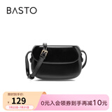 百思图商场同款时尚百搭潮流复古迷你马鞍包单肩斜挎包女X2782DX2 黑色 F