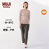 无印良品（MUJI） 女式 棉 厚款 长袖T恤 纯棉全棉 FCD70C2A 打底衫 打底衣 家居服 浅棕色 L