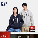 Gap男女装印花字母logo抓绒连帽卫衣休闲660128外套 灰色 175/96A(L) 亚洲尺码