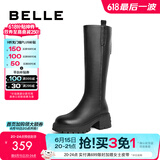 百丽（Belle）美拉德风骑士靴女商场同款高跟高筒靴A6Y1DDG3 黑色-单里 37 (235mm)