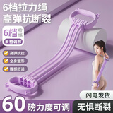 羽豪可调节拉力器开背美肩8字弹力带拆卸拉力绳家用健身拉伸练背神器 紫【15-90磅/6档调节】加厚款
