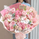 花递鲜花速递小时达玫瑰花束生日礼物送女友表白同城配送当日达 蝴蝶兰粉玫 粉红回忆|dys82