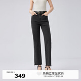 伊芙丽【莱卡弹力】伊芙丽百万爆款直筒牛仔裤女2024秋装显瘦裤子 黑色 S / 91-100斤
