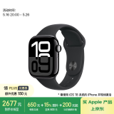 Apple/苹果 Watch Series 10 智能手表GPS+蜂窝款42毫米亮黑色铝金属表壳黑色运动型表带M/L MWXN3CH/B