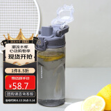乐扣乐扣（LOCK&LOCK）人鱼线塑料运动水杯夏天便携水壶带刻度提手男女水杯子520ML灰色