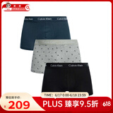 Calvin Klein CK 男士棉质平角内裤 套装套盒3条装 U2664G QY5黑/灰/石绿 M 