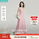 茵曼（INMAN）章若楠同款欧若风法式吊带连衣裙2025夏季新品女装淡鹅黄色裙子 粉色（方领)【好评返现】 S