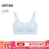 ubras母亲节礼物侧收大杯文胸收副乳内衣女大胸显小防下垂胸罩粉底液 可调肩带-涟漪蓝色 L (80B/80C/80D)