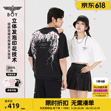BOY LONDON【繁花】潮牌T恤情侣款短袖樱花翅膀印花N01712 黑色 M
