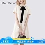 MeetMetro玛依尔法式小香风甜美连衣裙女2025夏季时尚减龄休闲裙 白色【现货闪电发】 L