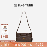 BAGTREE【明星同款】包包树奶盒包植鞣牛皮新款轻奢品牌单肩斜挎Hobo女包 栗子棕-小号【双磁吸款】 高级小众