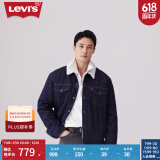 Levi's李维斯冬季情侣美式复古哈灵顿风保暖仿羊羔绒棉服牛仔外套 深牛仔色 XS