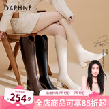 达芙妮（DAPHNE）靴子女长筒靴女2022秋冬新品经典骑士靴女加绒高筒靴女靴 棕色【加绒】 38