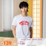 VANS范斯官方 男女情侣短袖T恤夏季滑板LOGO经典款红白出游好物 白色/红色 L