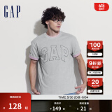 Gap【热卖爆款】男装夏撞色logo圆领短袖T恤纯棉上衣544465 灰色 185/108A(XXXL) 亚洲尺码