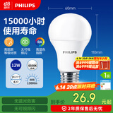 飞利浦（PHILIPS）led节能灯泡客厅家用超亮照明E27大螺口灯泡12W6500K白光优视型